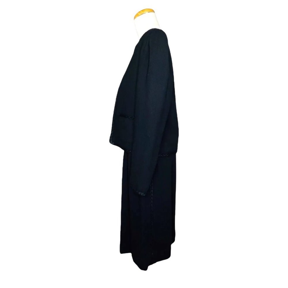 Limited Editions 60s Wool Skirt Suit Embroidered Piping Details Black EUC VINTG - Picture 9 of 13